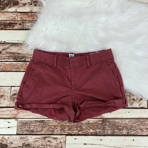 GAP Pants - Gap Flat Front City Short Cuffed Sz 4 Pink Stretch